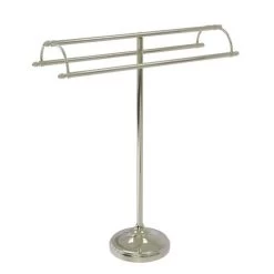 Allied Brass Free Standing Double Arm Towel Holder In Polished Nickel