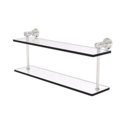 Allied Brass Carolina Crystal Satin Nickel 2-Tier Brass Wall Mount Bathroom Shelf