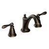 Moen Caldwell Mediterranean Bronze 2-Handle Widespread WaterSense Bathroom Sink Faucet With Drain