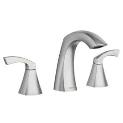 Moen Lindor Spot Resist Brushed Nickel 2-Handle Widespread WaterSense Bathroom Sink Faucet With Drain