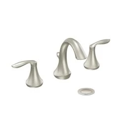 Moen Eva Brushed Nickel 2-handle Widespread WaterSense Bathroom Sink Faucet