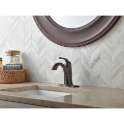 Delta Lahara Venetian Bronze 1-handle Single Hole/4-in Centerset WaterSense Bathroom Sink Faucet With Drain