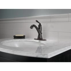 Delta Burke Oil Rubbed Bronze 1-handle Single Hole WaterSense Bathroom Sink Faucet With Drain