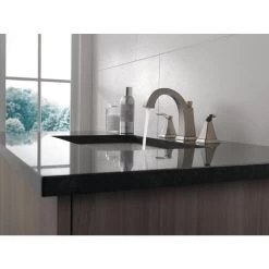 Delta Flynn Brushed Nickel 2-handle Widespread WaterSense Bathroom Sink Faucet With Drain