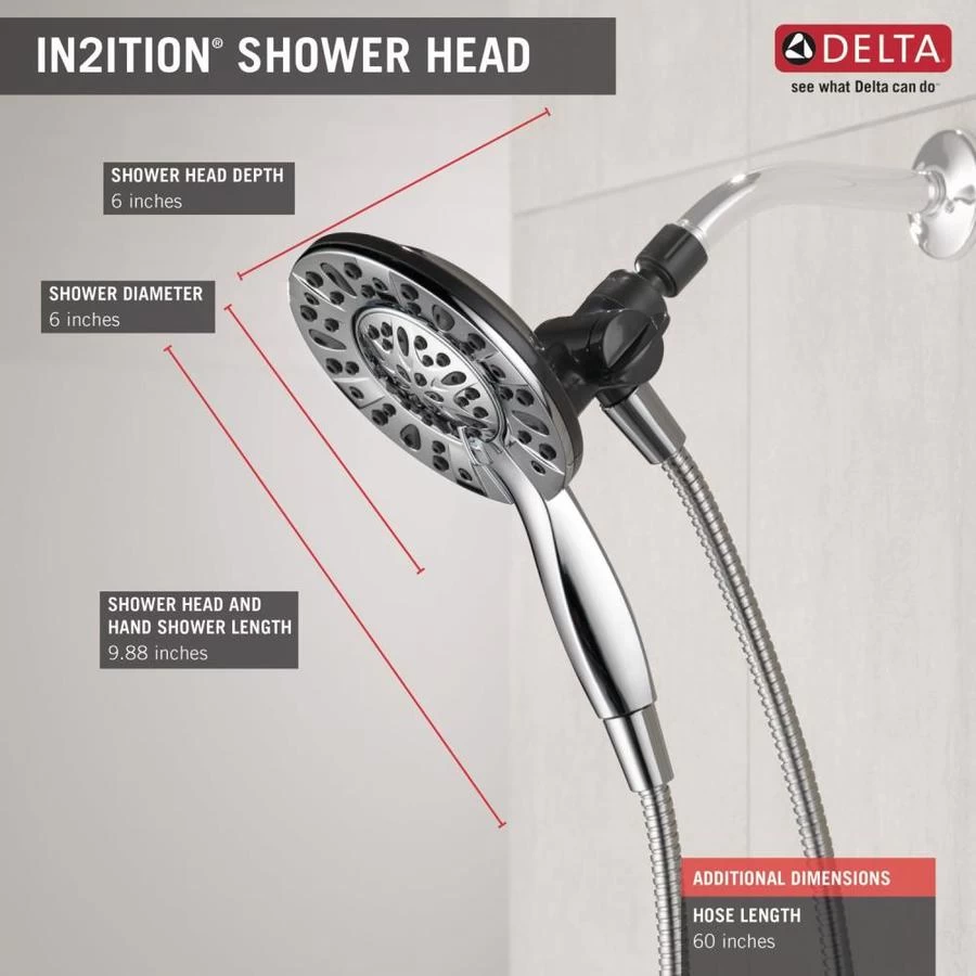 Delta Universal Showering Components Chrome 4-Spray Dual Shower Head 2.5-GPM (9.5-LPM) - Image 2