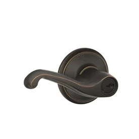 Schlage F51 Flair Flair Aged Bronze Reversible Keyed Entry Door Handle