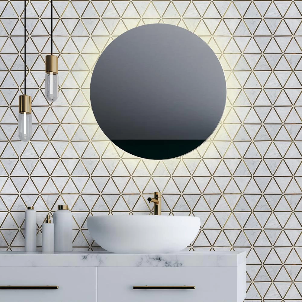 Jeff Lewis Larchmont Metallic 8.5 In. X 14.5 In. X 8 Mm Geometric Marble With Metal Mosaic Tile - Image 3