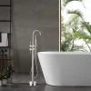 46 In. H X 11 In. W Single Handle Claw Foot Tub Faucet With Hand Shower In Brushed Nickel