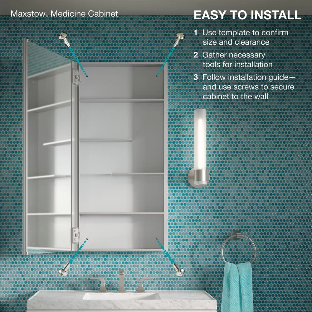 Maxstow 20 In. X 40 In. Frameless Surface-Mount Aluminum Medicine Cabinet - Image 12