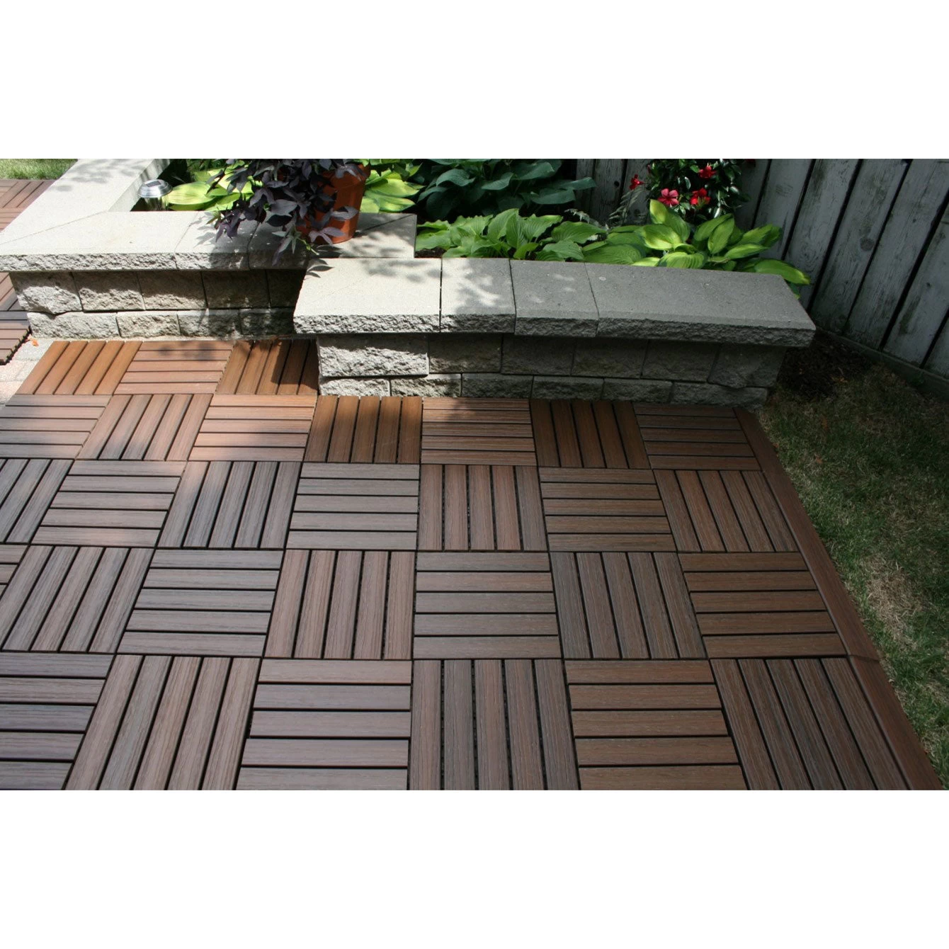EON Ultra 12"x12" Polymer Interlocking Deck Balcony Tiles, Dark Brown (10 Pack) - Image 8