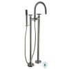 Danay 2-Pipe 2-Handle Freestanding Floor Mount Roman Tub Faucet With Handheld Handshower In Brushed Nickel