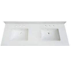 73 In. W X 22 In. D X 0.75 In. H Quartz Vanity Top In Carrara White With White Basins