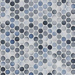 Multi Gray Polished Porcelain Penny Mosaic