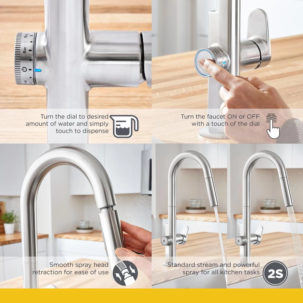 Beale MeasureFill Touch Single-Handle Pull-Down Sprayer Kitchen Faucet In Stainless Steel - Image 15