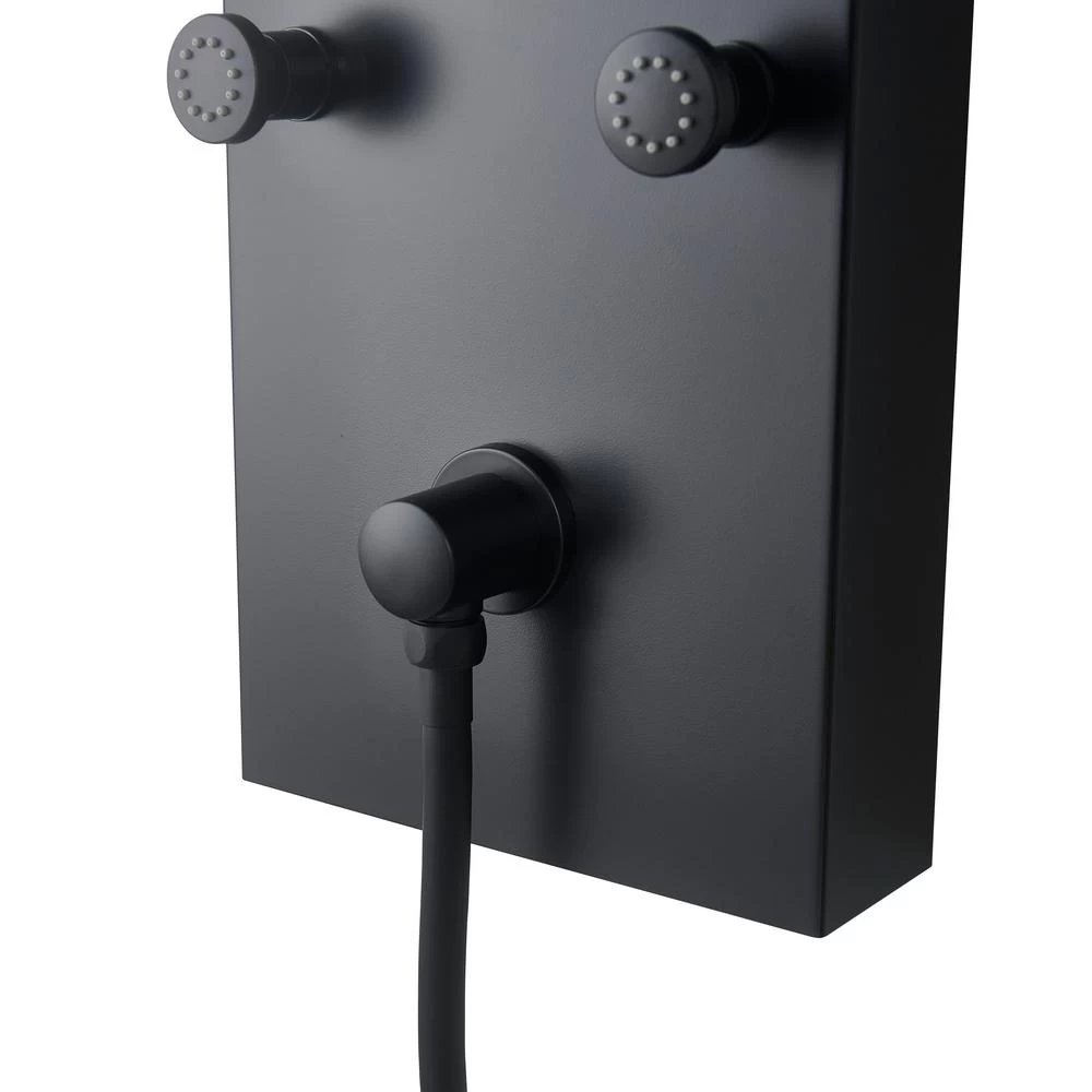 65 In. 8-Jet Rainfall Shower System With Waterfall Shower Head And Shower Wand In Black Painted Stainless Steel - Image 4