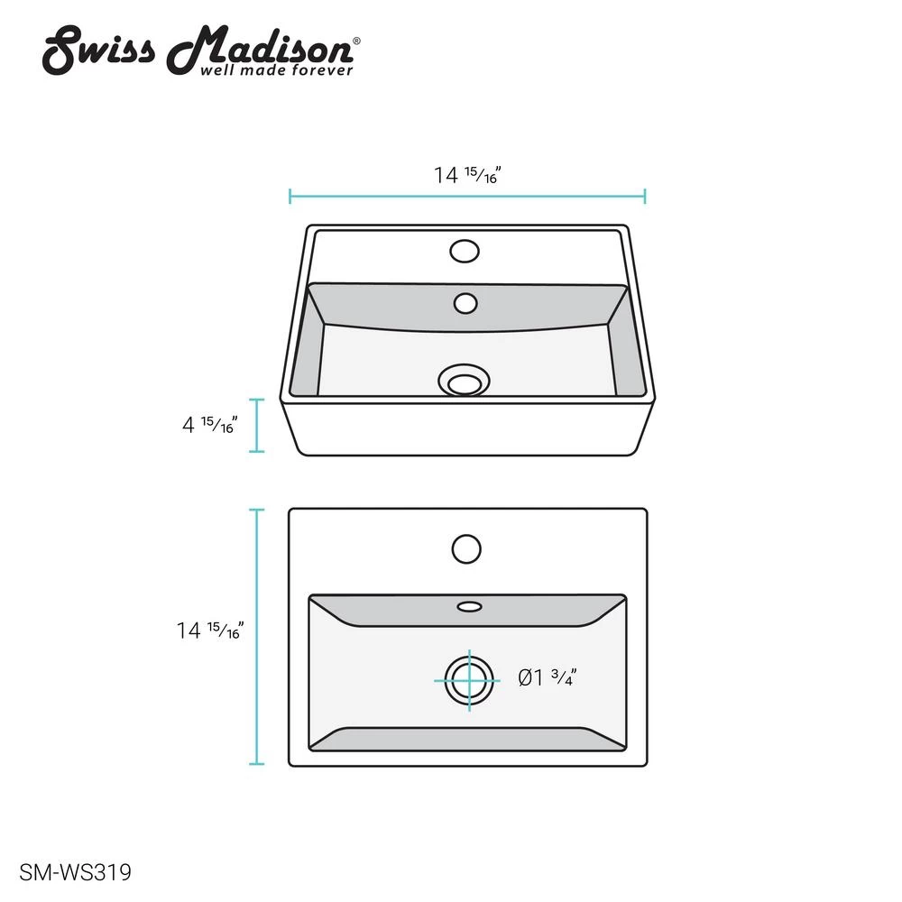 Swiss Madison Claire Compact Ceramic Wall Hung Sink In White - Image 7
