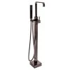 1-Handle Freestanding Floor Mount Roman Tub Faucet Bathtub Filler With Hand Shower In Antique Bronze