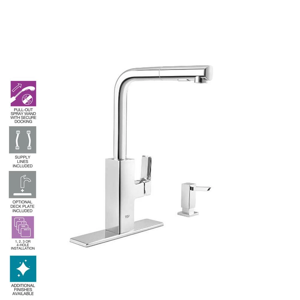Tallinn Single-Handle Pull-Out Sprayer Kitchen Faucet With Soap Dispenser In StarLight Chrome - Image 3