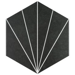 Merola Tile Aster Hex Nero Encaustic 8-5/8 In. X 9-7/8 In. Porcelain Floor And Wall Tile (11.56 Sq. Ft. / Case)