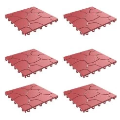 Pure Garden, Patio And Deck Tiles, Polypropylene, Brick Red, 6 Pack