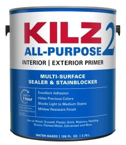 KILZ 2 Interior/Exterior Multi-Surface Primer, Sealer & Stainblocker, White, Water-Based - New Look, Same Trusted Formula