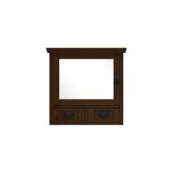 23.5 In. W X 22.75 In. H Framed Rectangular Bathroom Vanity Mirror In Dark Oak