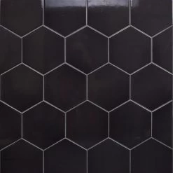 Magen Hex Dark Gray Polished Ceramic Hexagon Tile