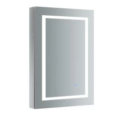 Spazio 24 In. W X 36 In. H Recessed Or Surface Mount Medicine Cabinet With LED Lighting, Mirror Defogger And Left Hinge