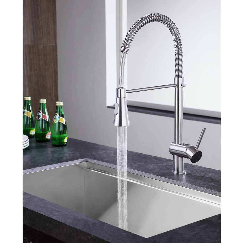 Carriage Single Handle Standard Kitchen Faucet In Brushed Nickel - Image 10