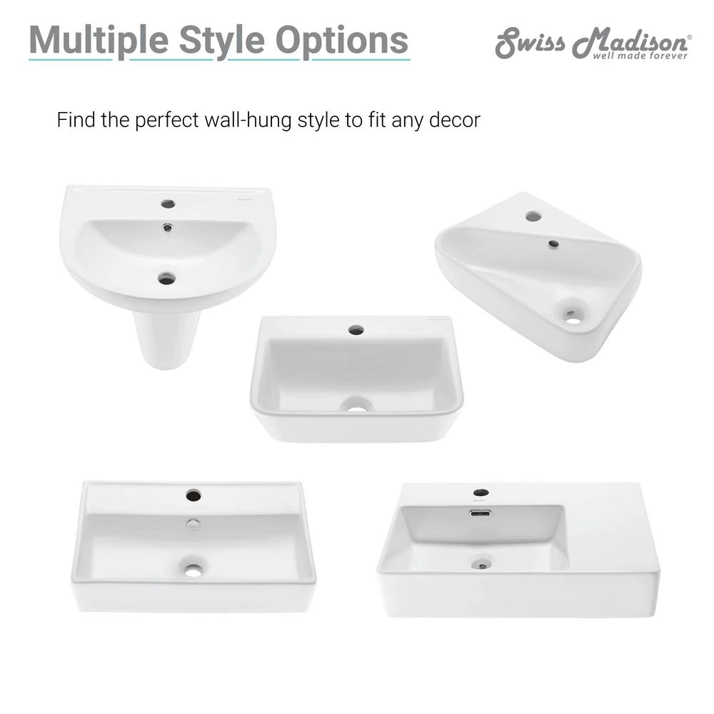 Swiss Madison Claire Compact Ceramic Wall Hung Sink In White - Image 5