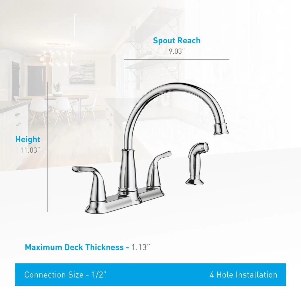 Brecklyn 2-Handle Standard Kitchen Faucet With Side Sprayer In Spot Resist Stainless - Image 5