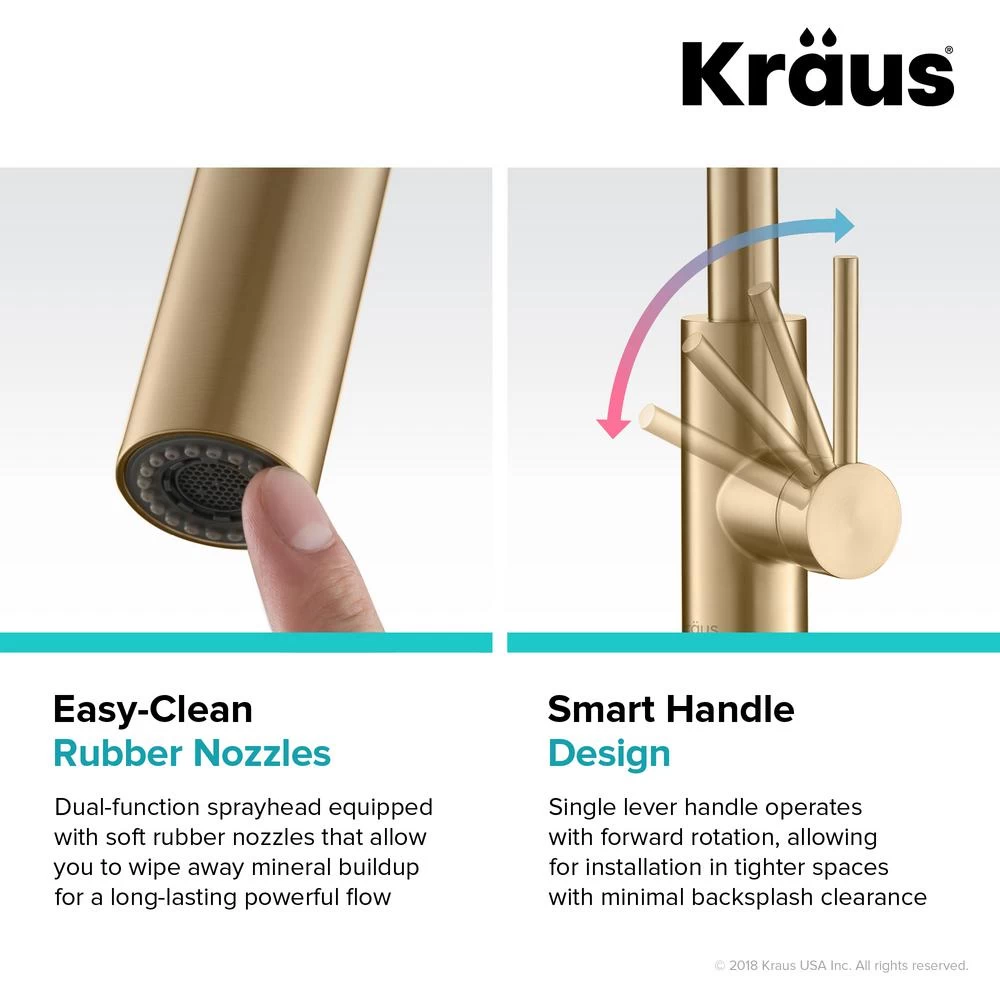 Oletto Single-Handle Pull-Down Sprayer Kitchen Faucet In Gold - Image 8