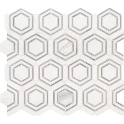 MSI Georama Grigio 13 In. X 11 In. X 10mm Polished Marble Mesh-Mounted Mosaic Tile (9.99 Sq. Ft. / Case)