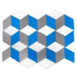 Tadpoles 36 Piece Rhombus Foam Play Mat Set, Blue/White/Grey