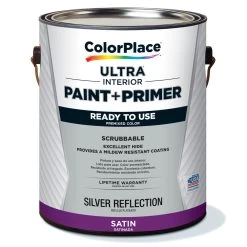 ColorPlace ULTRA Interior Paint & Primer, Silver Reflection, Satin, 1 Gallon