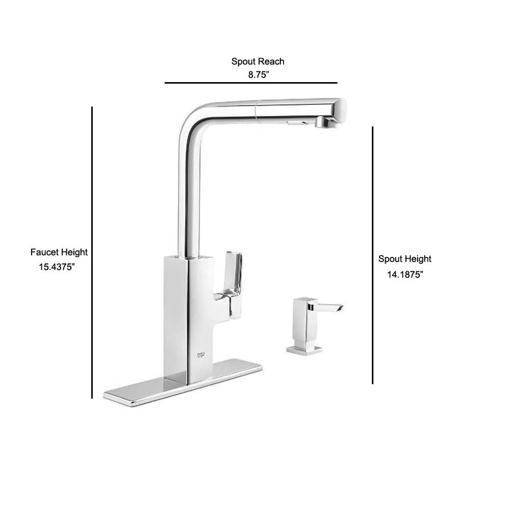 Tallinn Single-Handle Pull-Out Sprayer Kitchen Faucet With Soap Dispenser In StarLight Chrome - Image 10