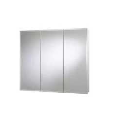 36 In. W X 30 In. H X 5-1/4 In. D Frameless Tri-View Surface-Mount Medicine Cabinet With Easy Hang System In White