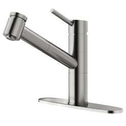 Branson Single-Handle Pull-Out Sprayer Kitchen Faucet With Deck Plate In Stainless Steel