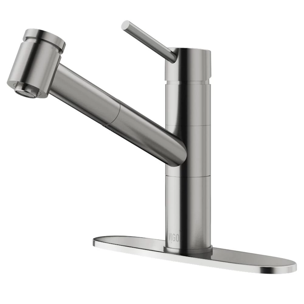 Branson Single-Handle Pull-Out Sprayer Kitchen Faucet With Deck Plate In Stainless Steel
