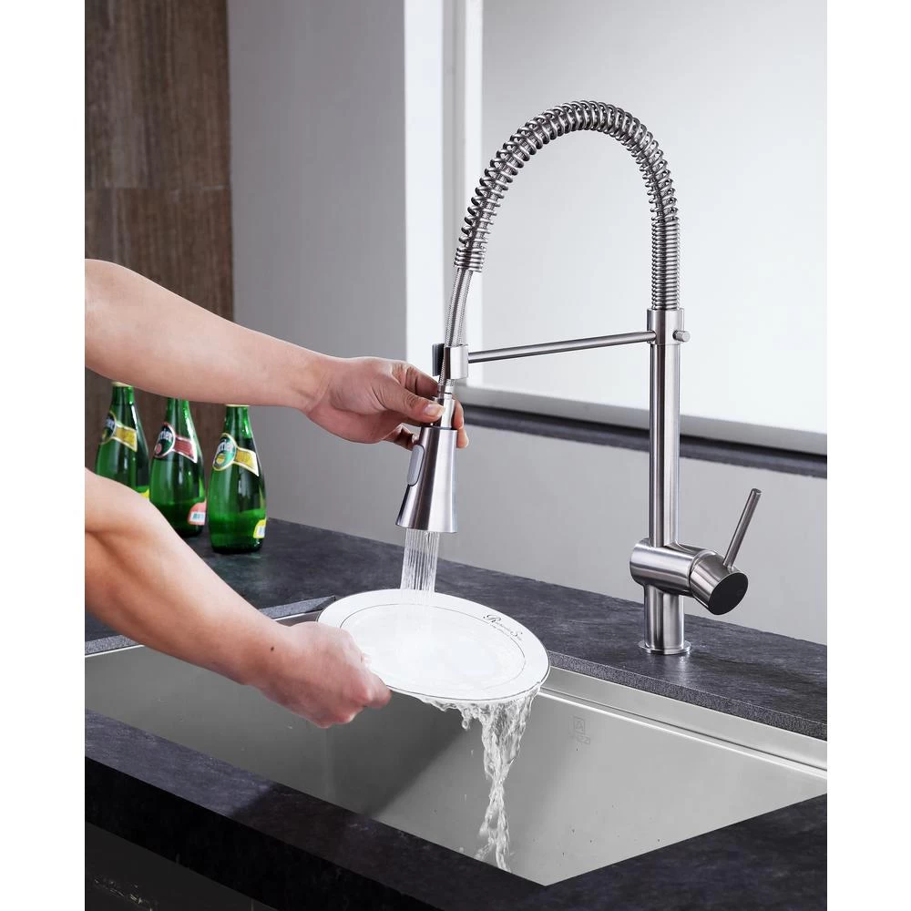 Carriage Single Handle Standard Kitchen Faucet In Brushed Nickel - Image 11