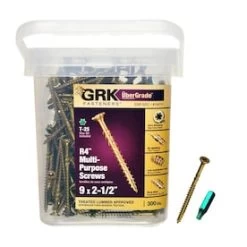 GRK #9 X 2-1/2-in Yellow Polymer-Countersinking Interior/Exterior Wood Screws (300-Count)