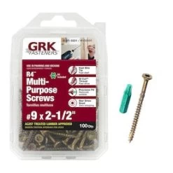 GRK #9 X 2-1/2-in Yellow Polymer-Countersinking Interior/Exterior Wood Screws (100-Count)