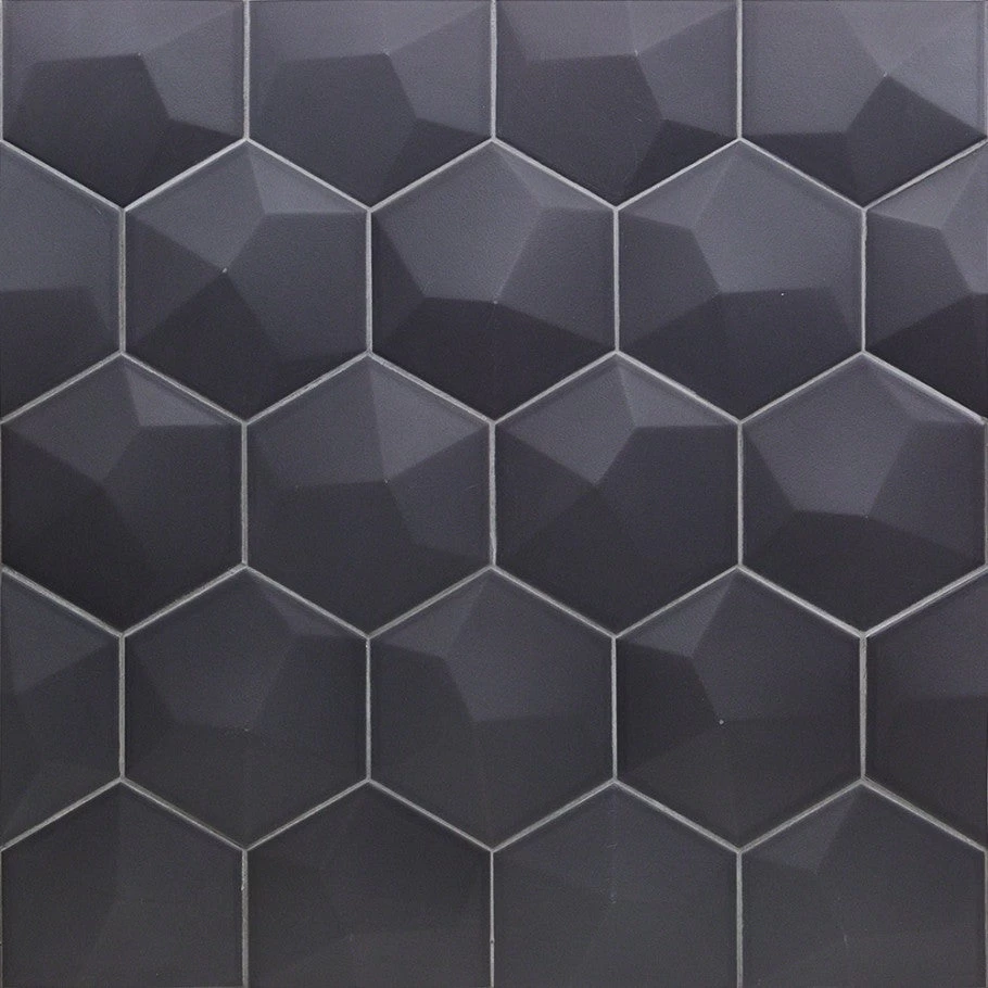 Magen 3D-Hex Dark Gray Matte Ceramic Hexagon Tile