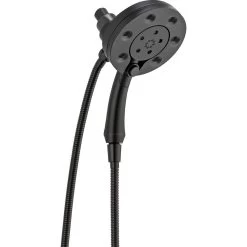 In2ition Two-in-One 4-Spray 3 In. Dual Wall Mount Fixed And Handheld H2Okinetic Shower Head In Matte Black