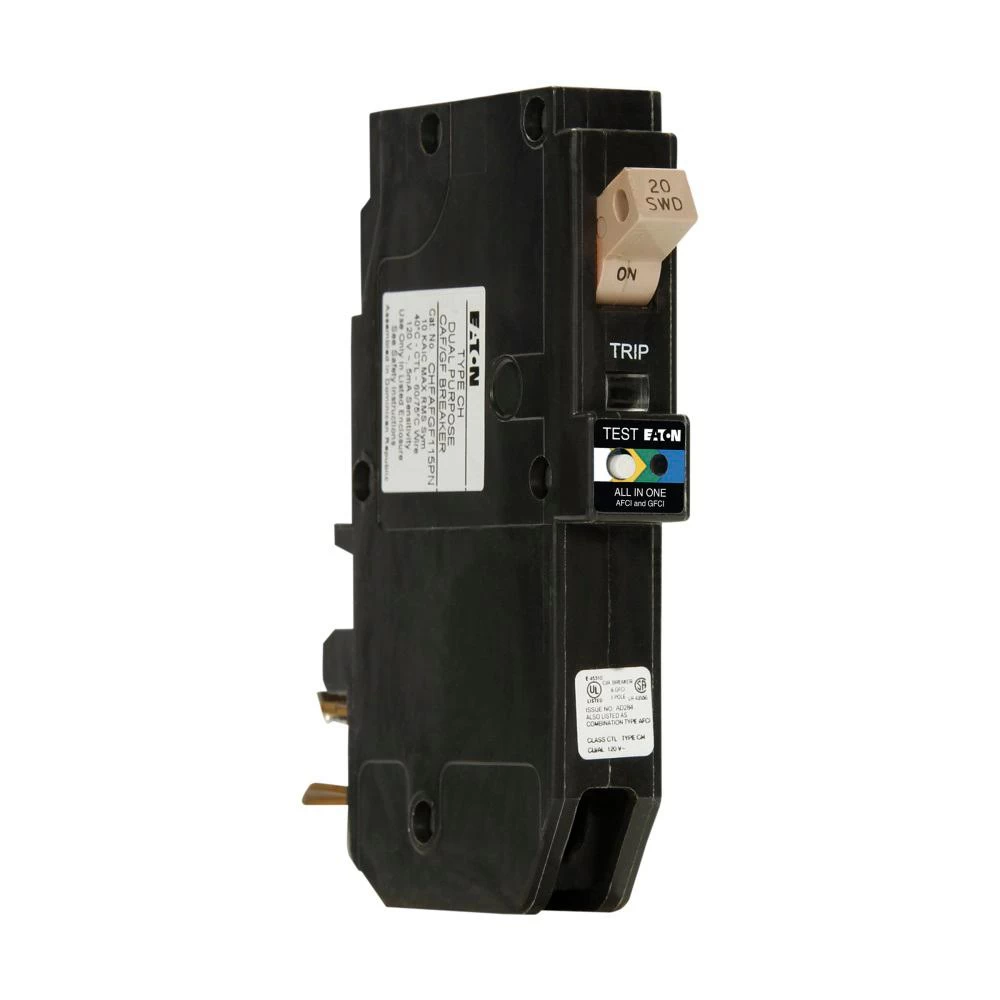 CH 20 Amp 1-Pole Dual Function (Arc Fault/Ground Fault) Plug-On Neutral Circuit Breaker - Image 2