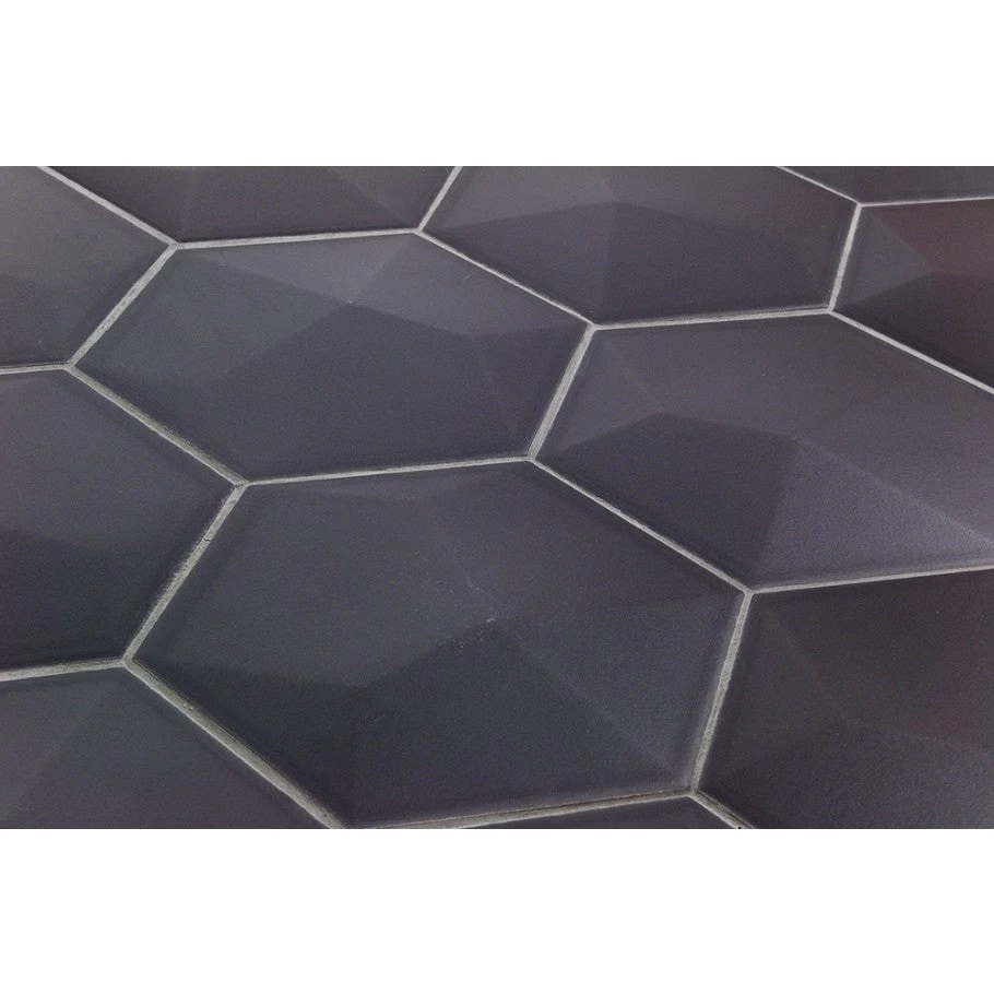 Magen 3D-Hex Dark Gray Matte Ceramic Hexagon Tile - Image 3