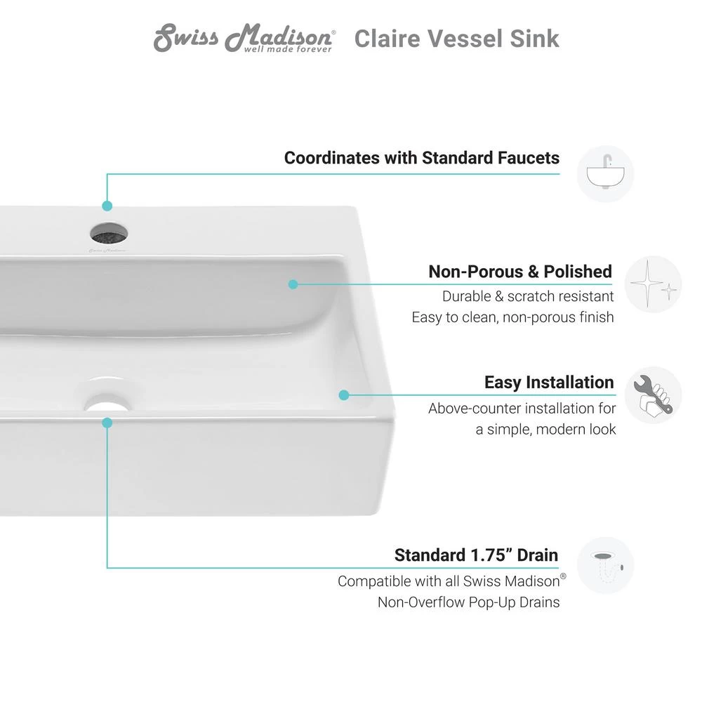 Swiss Madison Claire Vessel Sink In Glossy White - Image 8