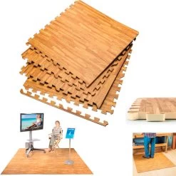 Interlocking Wood Effect Mats Eva Soft Foam Exercise Floor Gym Office Mat Puzzle