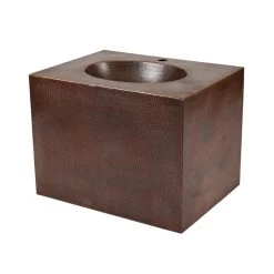 Premier Copper Products 24 In. Wall Mount Copper Vanity With Built-In Bathroom Sink In Oil Rubbed Bronze