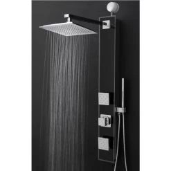 AKDY 35-in Black 2-Spray Shower Panel System